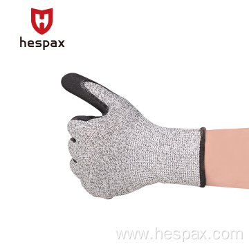 Hespax Polyester Wear Gloves HPPE Anti Cut Nitrile